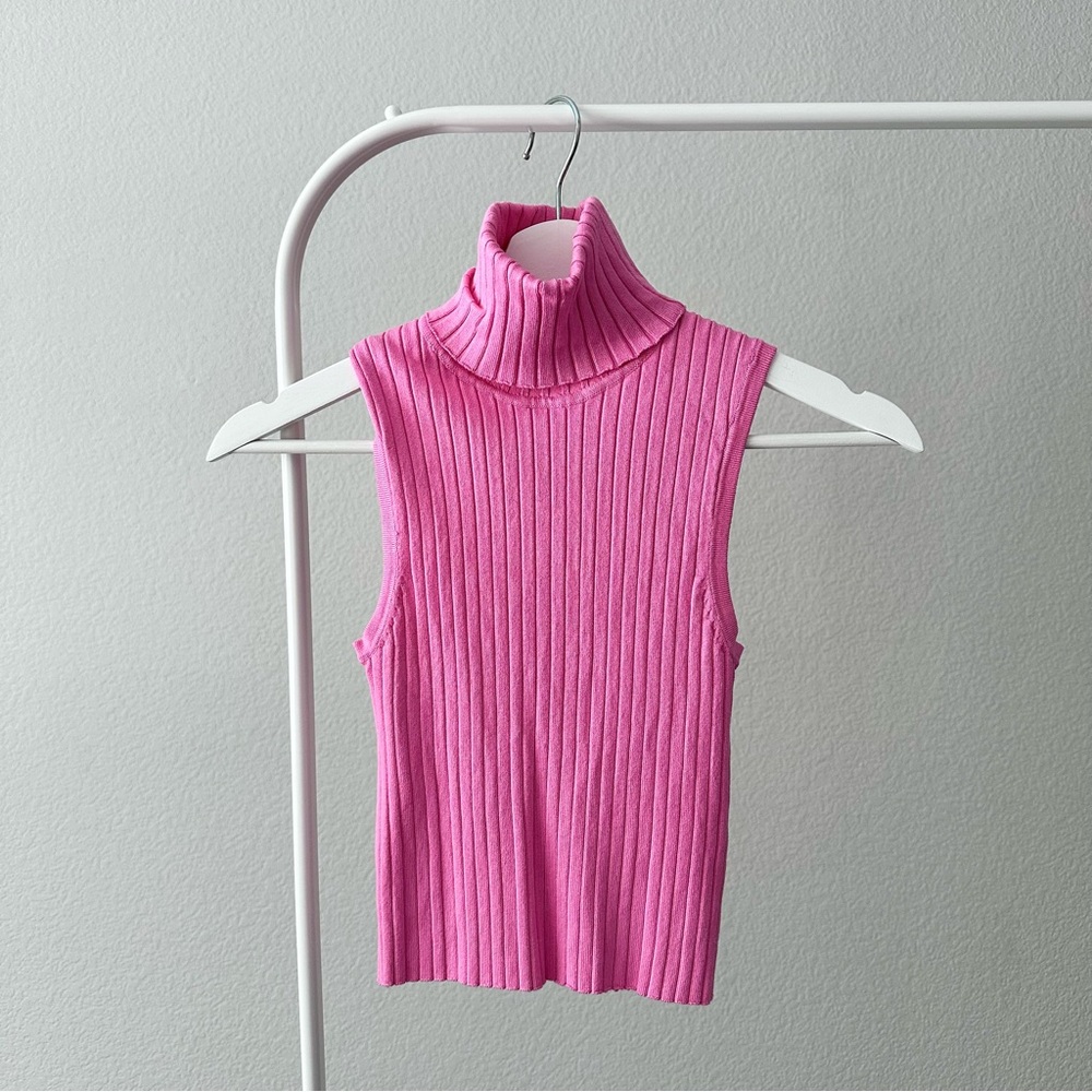 ZARA Ribbed Sleeveless Turtleneck Top - Picture 4 of 6
